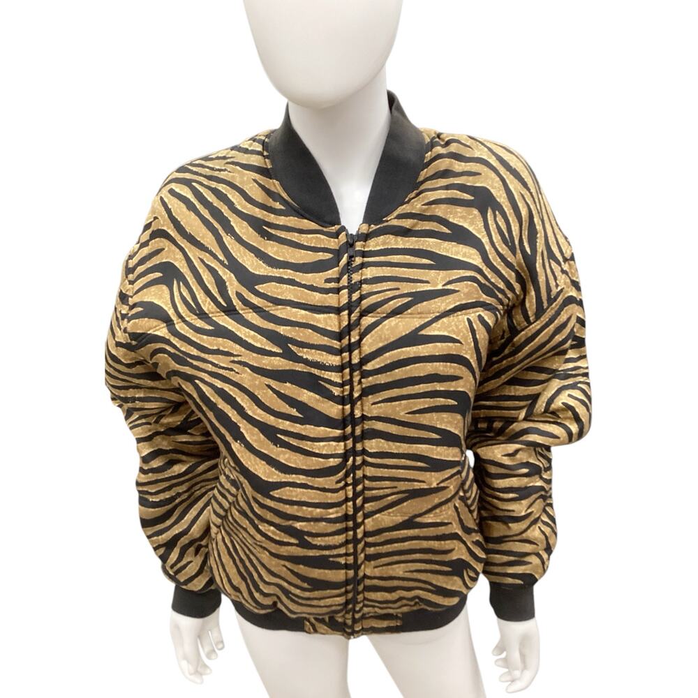Vintage Selene Paris Women’s Silk Festival Jacket Size M Animal Print Zipper